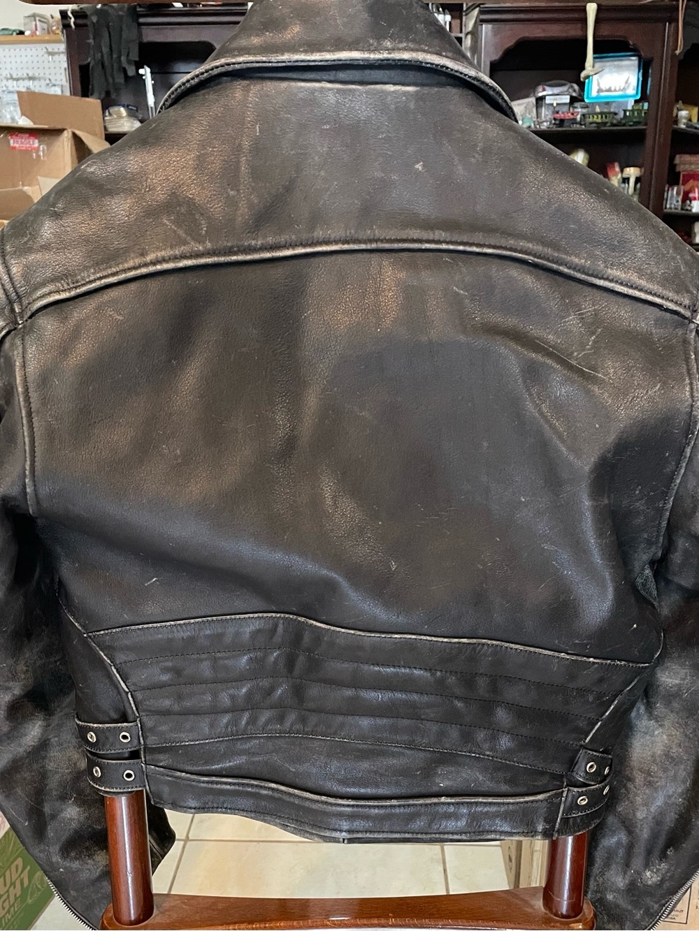 Vintage-Style Black Leather Biker Jacket - By Easy Rider - Picture 2 of 11